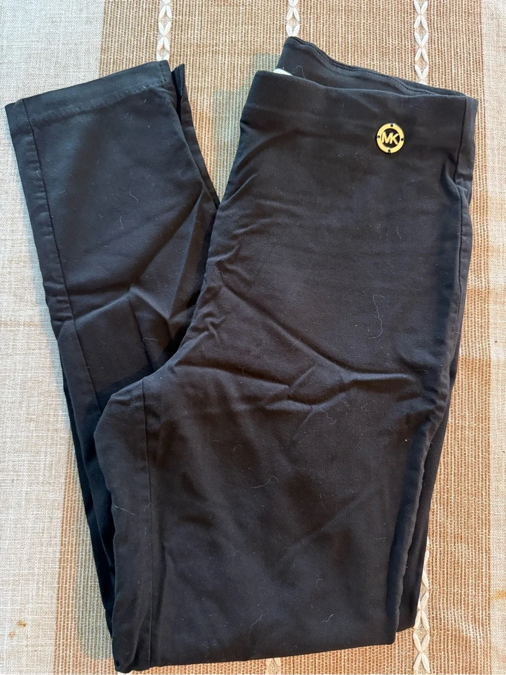 Michael Kors Black Leggings with Gold MK Accent